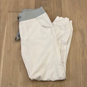 Figs White Zamora Jogger with Gray Accents